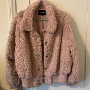 Fluffy bomber jacket